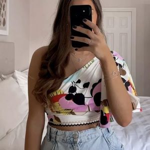 Zara floral assymetric crop top